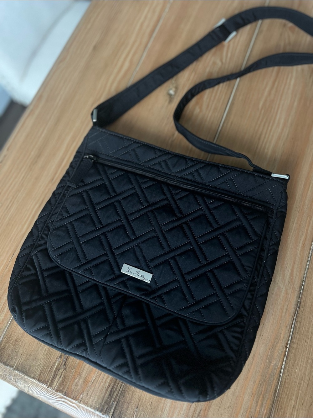 Vera Bradley Black Quilted Crossbody with Front Flap
